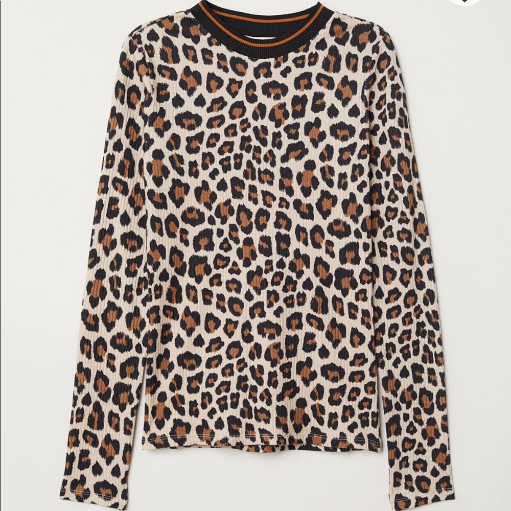 H&M leopard print ribbed long sleeve top. NWT